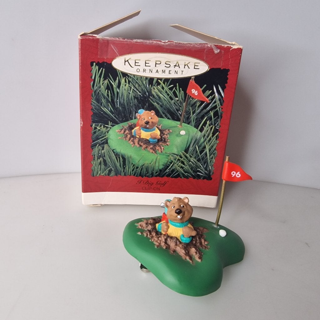 Hallmark vintage I dig golf ornament op clip 1996, Ophalen of Verzenden, Zo goed als nieuw