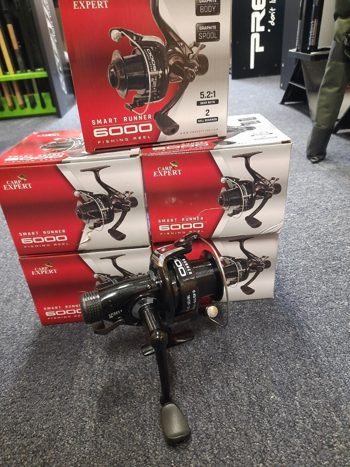 partij van 5 carp expert vrijloopmolens maat 6000, Molen, Carp expert, Nieuw, Ophalen of Verzenden