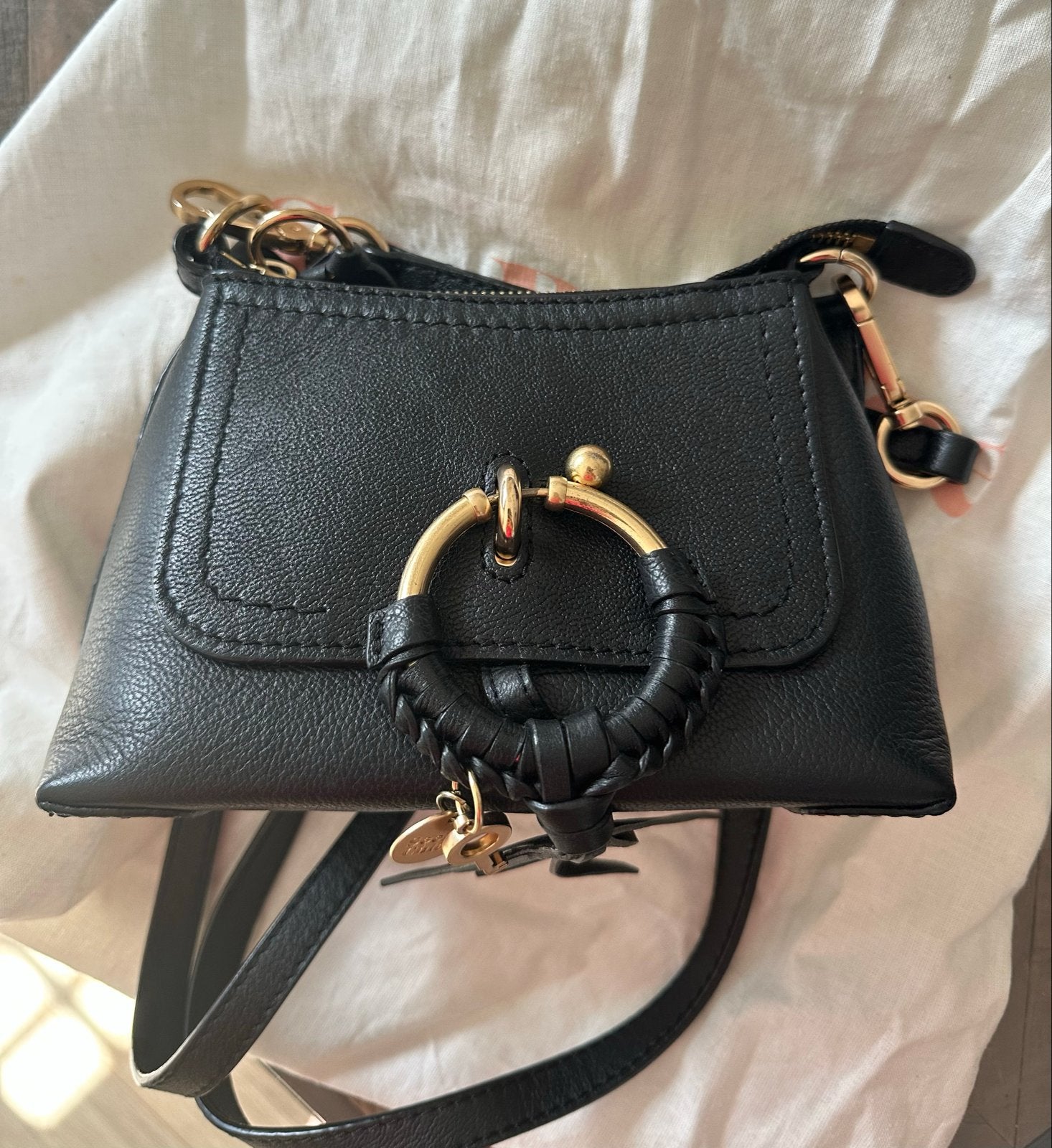 See by Chloé Joan Mini Crossbody Tas Zwart, Sieraden, Tassen en Uiterlijk, Ophalen of Verzenden, Gebruikt, Zwart, Schoudertasje