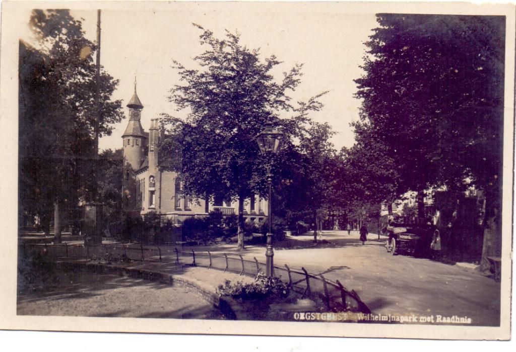 Oegstgeest Wilheminapark met Raadhuis 1932 v.d. List, Verzenden, 1920 tot 1940, Gelopen, Zuid-Holland