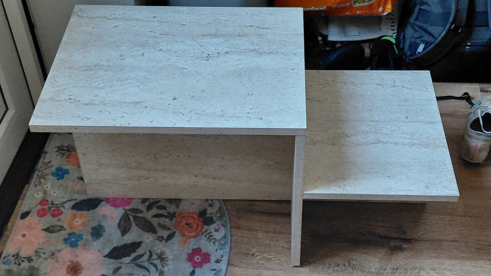 Salontafel Travertin Look - Modern en Stijlvol, Huis en Inrichting, Ophalen, Overige materialen, 50 tot 100 cm, Modern, Travertin look