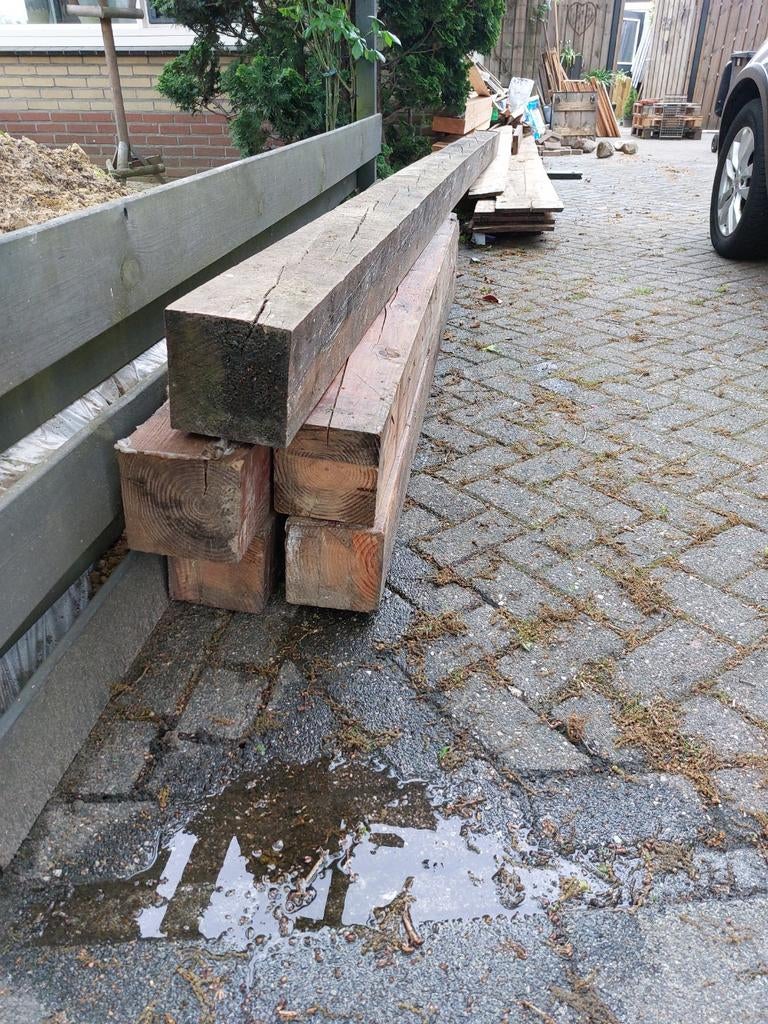 Gebruikte Douglas balken 15x15, Tuin en Terras, Palen, Balken en Planken, Ophalen, 250 cm of meer, Palen
