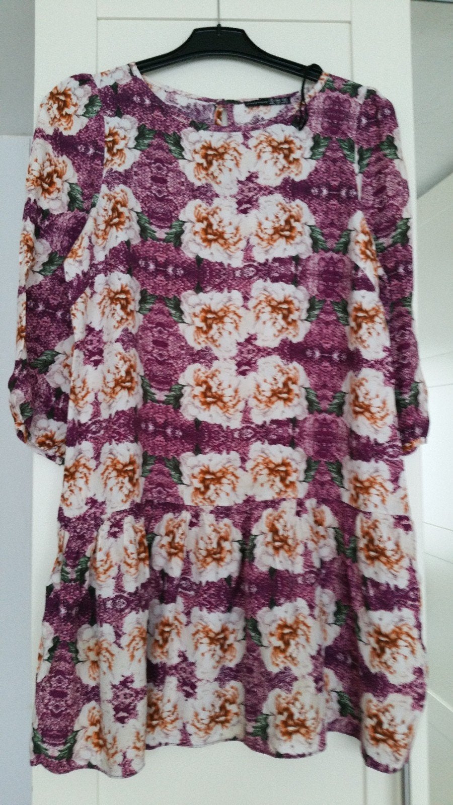 Atmosphere jurk met bloemenprint, maat 38/40, Kleding | Dames, Maat 38/40 (M), Atmosphere, Paars, Ophalen of Verzenden