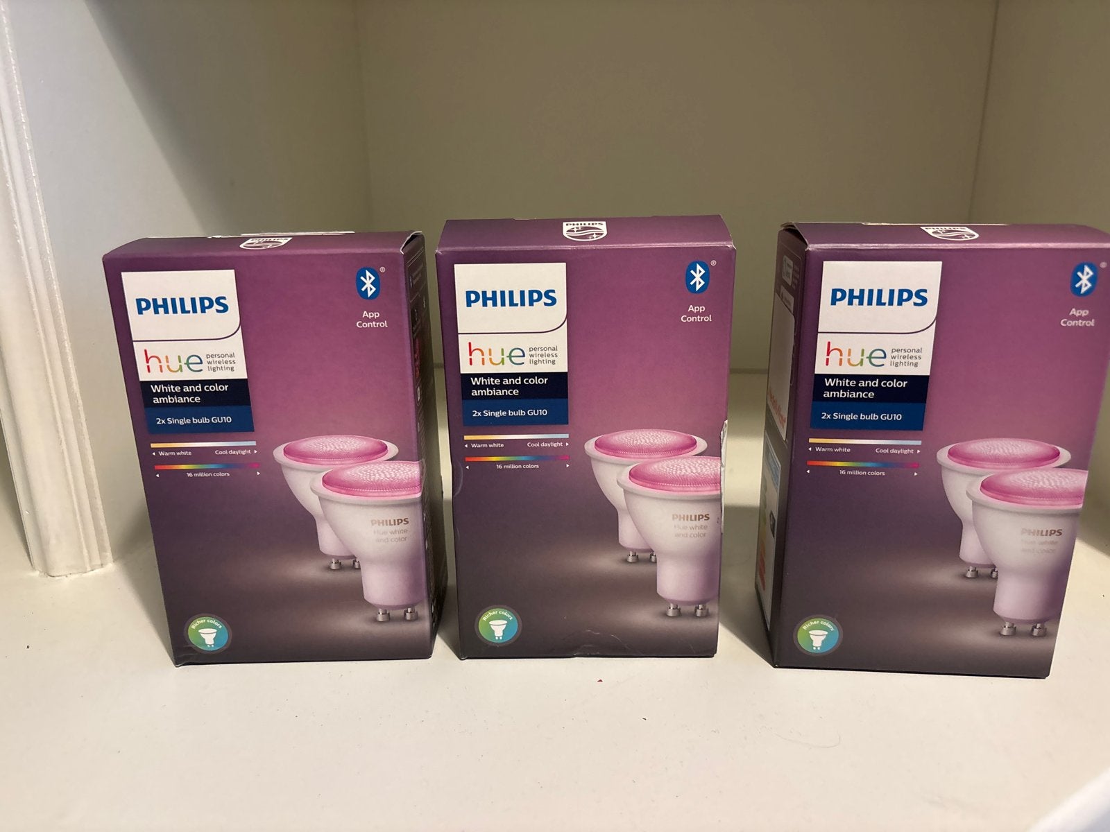 2x Philips Hue White and Color Ambiance GU10 LED Lampen, Kunststof, GU10, Meerkleurig, Ophalen of Verzenden