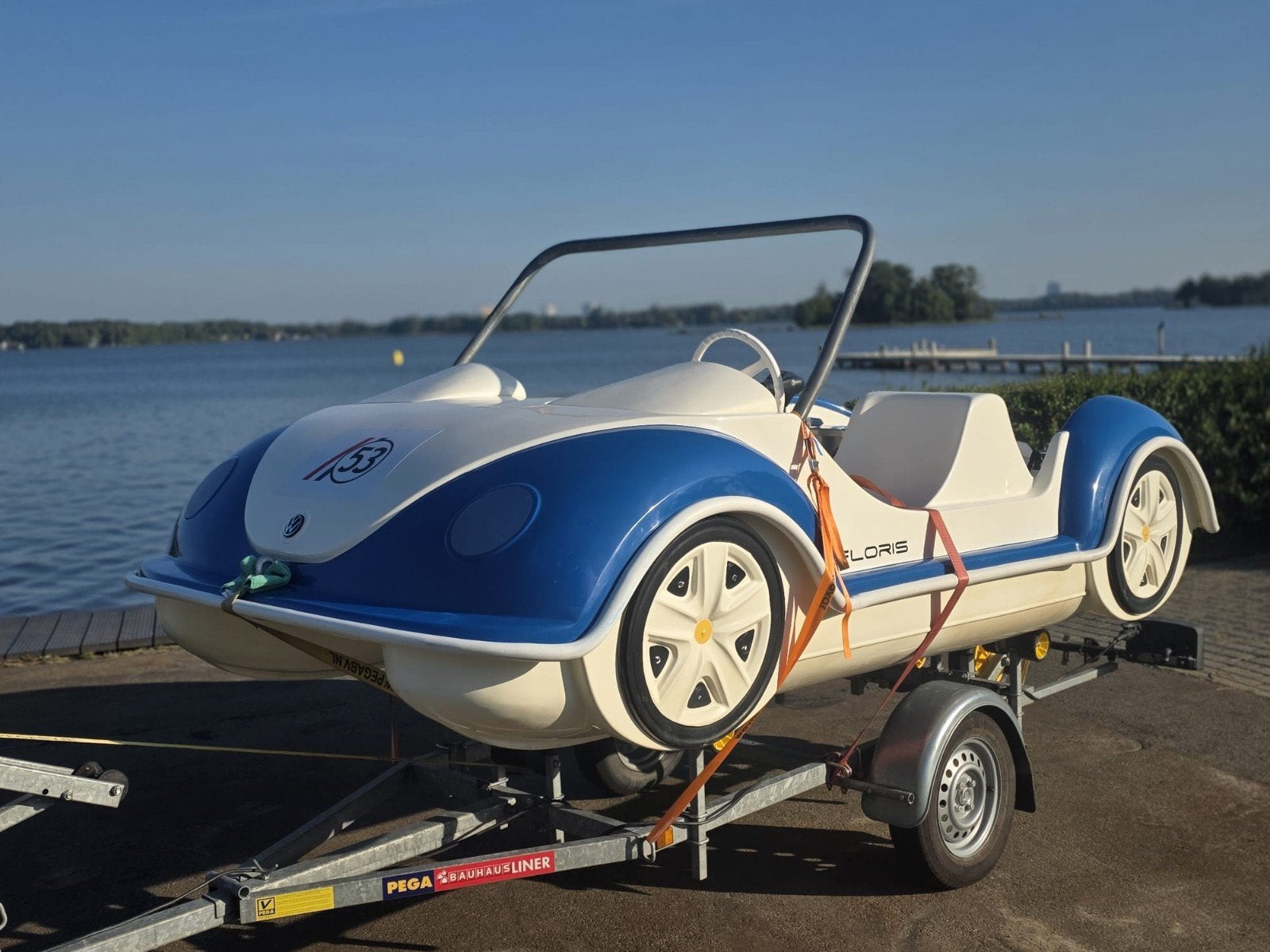 Unieke waterfiets in kever-stijl met elektromotor, Ophalen of Verzenden, Zo goed als nieuw