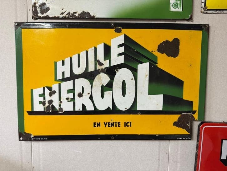 BP Emaille Reclamebord Huile Energol - Zeldzaam, Ophalen