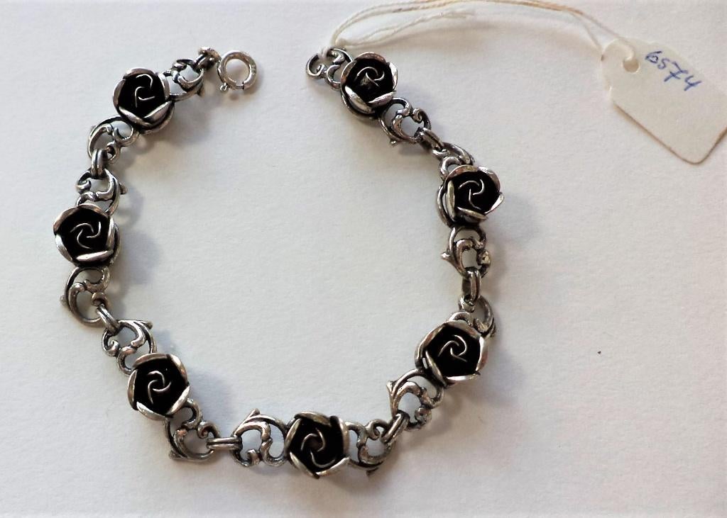 Theodor Klotz Teka Vintage zilveren Roosjes armband (6574), Ophalen, Zo goed als nieuw, Zilver, Zilver