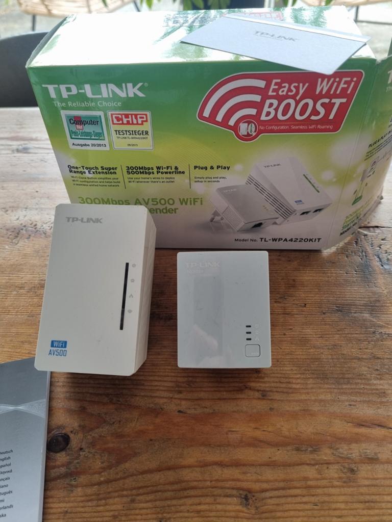 TP-Link TL-WPA4220KIT AV500 WiFi Powerline Extender Set, Computers en Software, WiFi-versterkers, Ophalen of Verzenden, Zo goed als nieuw