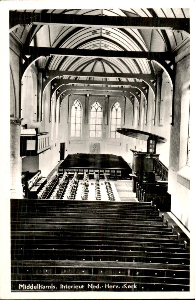 Middelharnis - Ned. Herv. Kerk - Interieur, Verzamelen, Ansichtkaarten | Nederland, Gelopen, Zuid-Holland, 1960 tot 1980, Ophalen of Verzenden