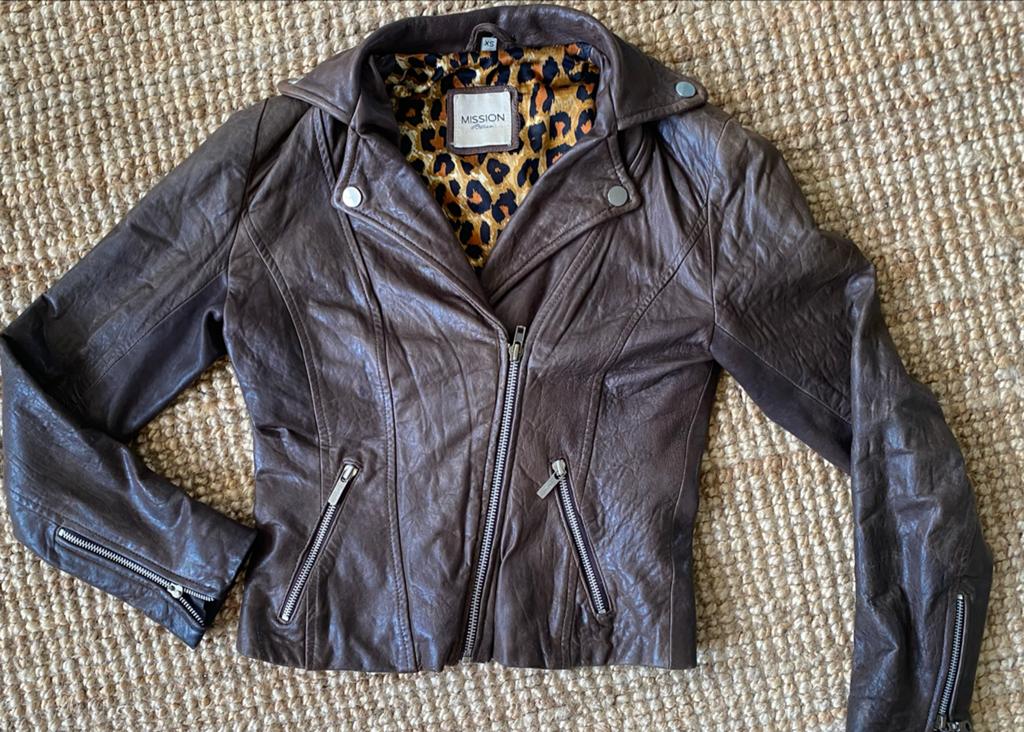 Mission leren bikerjack met luipaardprint voering, Kleding | Dames, Ophalen of Verzenden, Zo goed als nieuw
