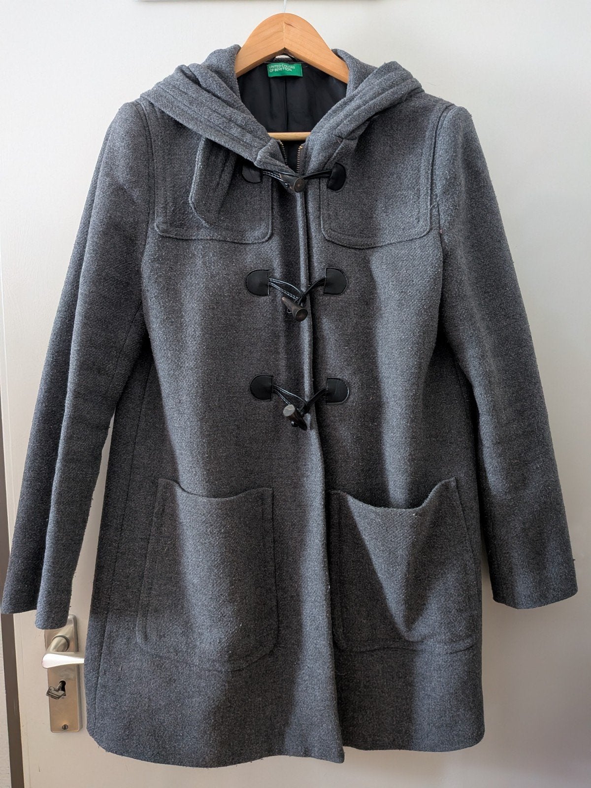 United Colors of Benetton Duffle Coat - Grijs, Ophalen, Maat 42/44 (L), Zo goed als nieuw, United Colors of Benetton