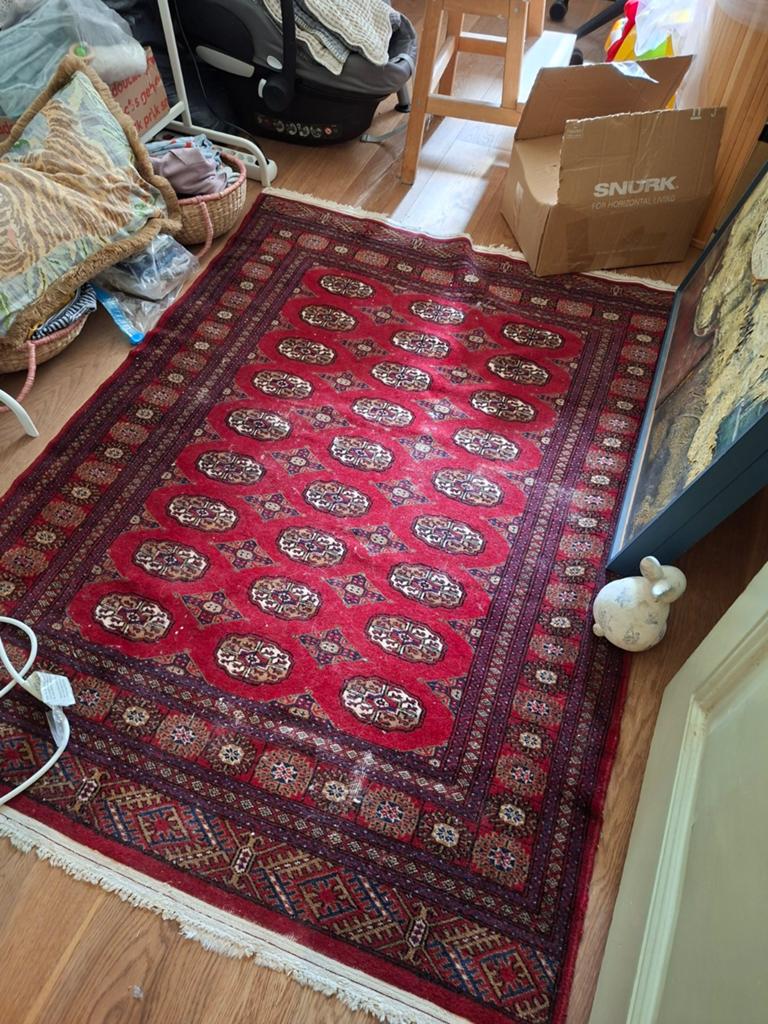 Rood Perzisch tapijt met traditioneel patroon, Ophalen, Gebruikt, 100 tot 150 cm, Perzisch, Traditioneel