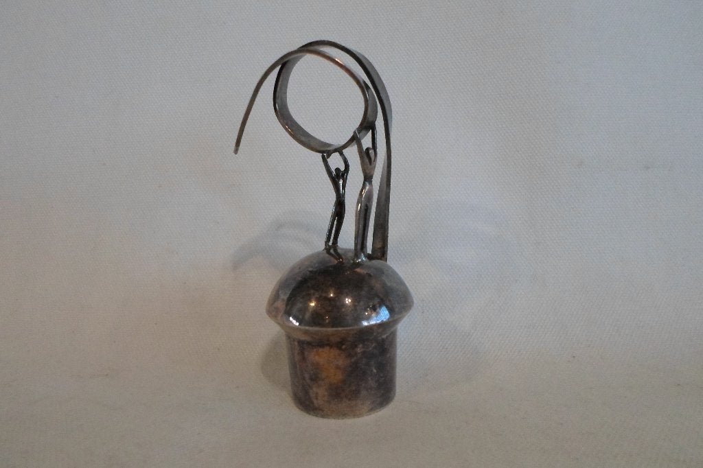 Corry Ammerlaan karaf Stop 2 Figuren, Antiek en Kunst, Ophalen of Verzenden, Metaal, 9 cm, Zilver