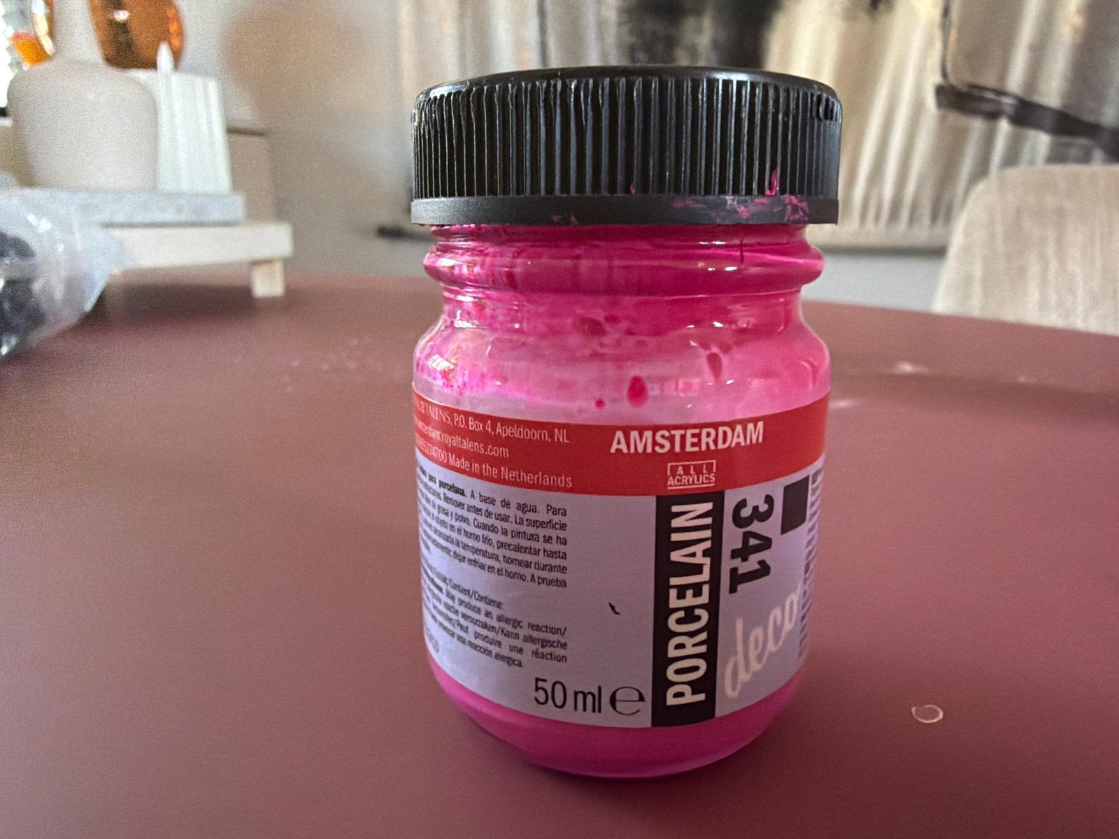Amsterdam Decora Porseleinverf 341 Roze 50ml, Ophalen of Verzenden, Gebruikt, Overige typen