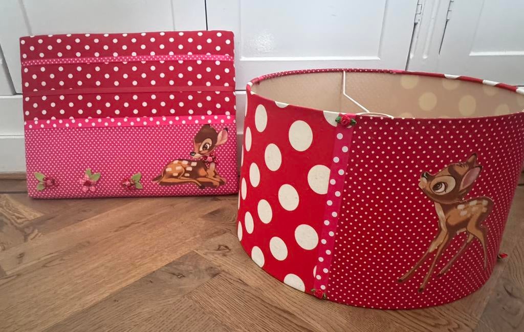Mooie hanglamp en haarspeldjesbord (bambi, rood/roze), Ophalen of Verzenden, Zo goed als nieuw, Rood, Rond
