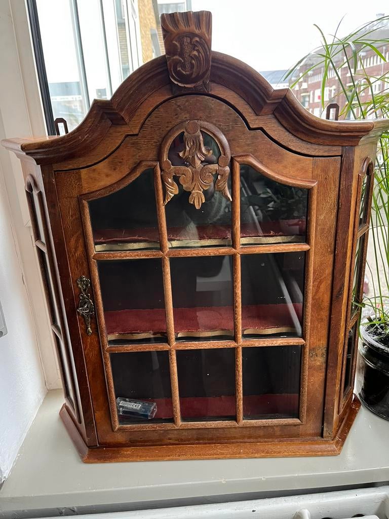 Eiken Vitrine kastje - Zilverkastje-Pronkkastje, Huis en Inrichting, Ophalen, 50 tot 100 cm, Zo goed als nieuw, Minder dan 100 cm