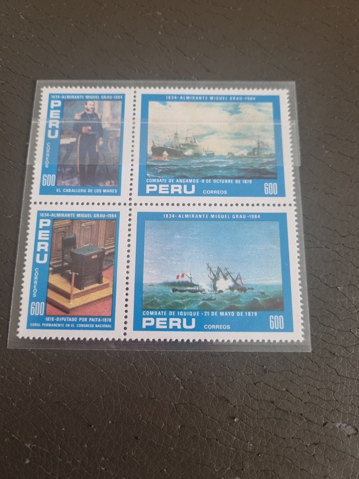 Peru postzegels Almirante Miguel Grau 1984 vel, Ophalen of Verzenden