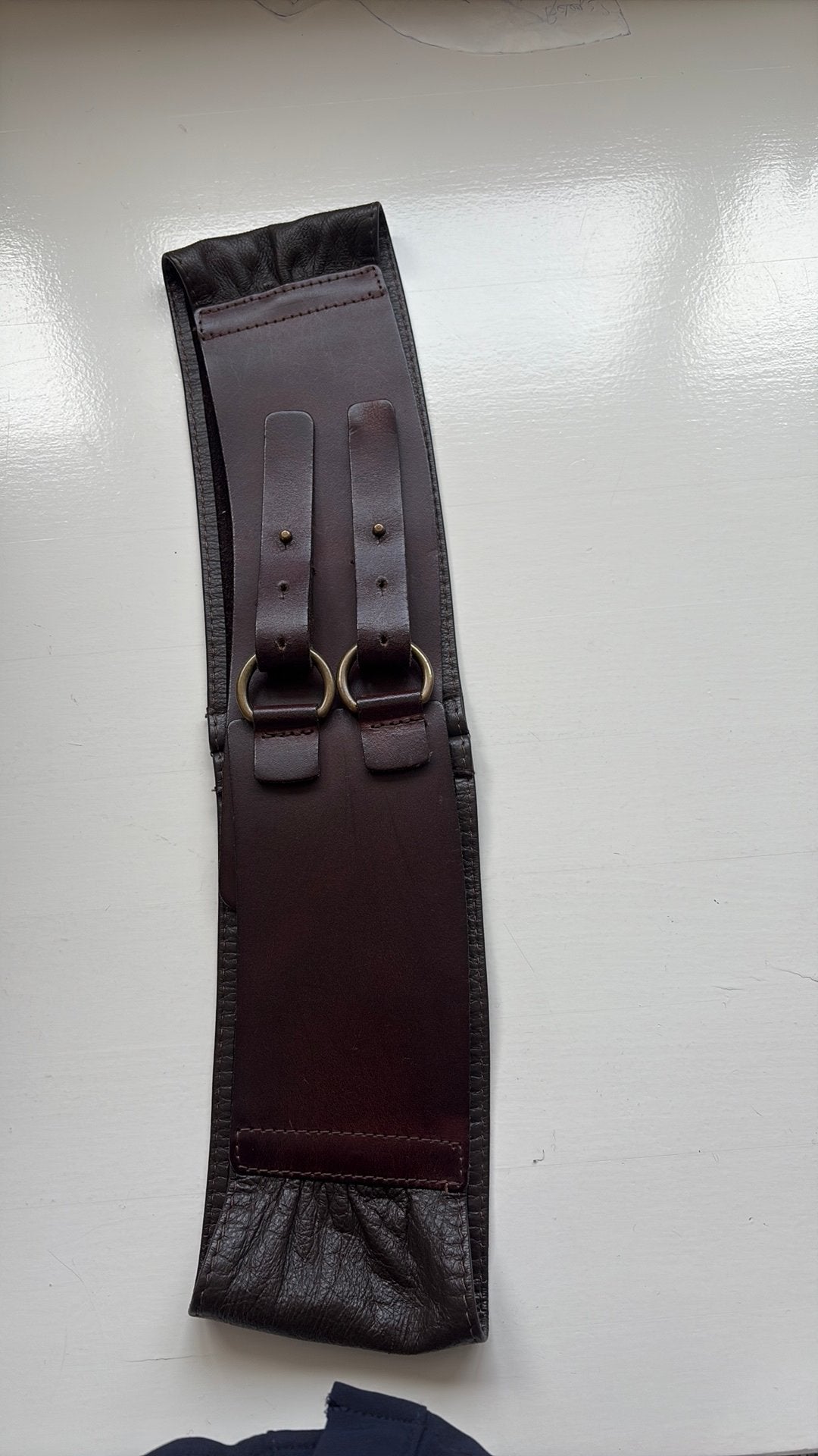 Brede leren riem chocolade bruin 40/42 L, Ophalen of Verzenden, Zo goed als nieuw, Bruin