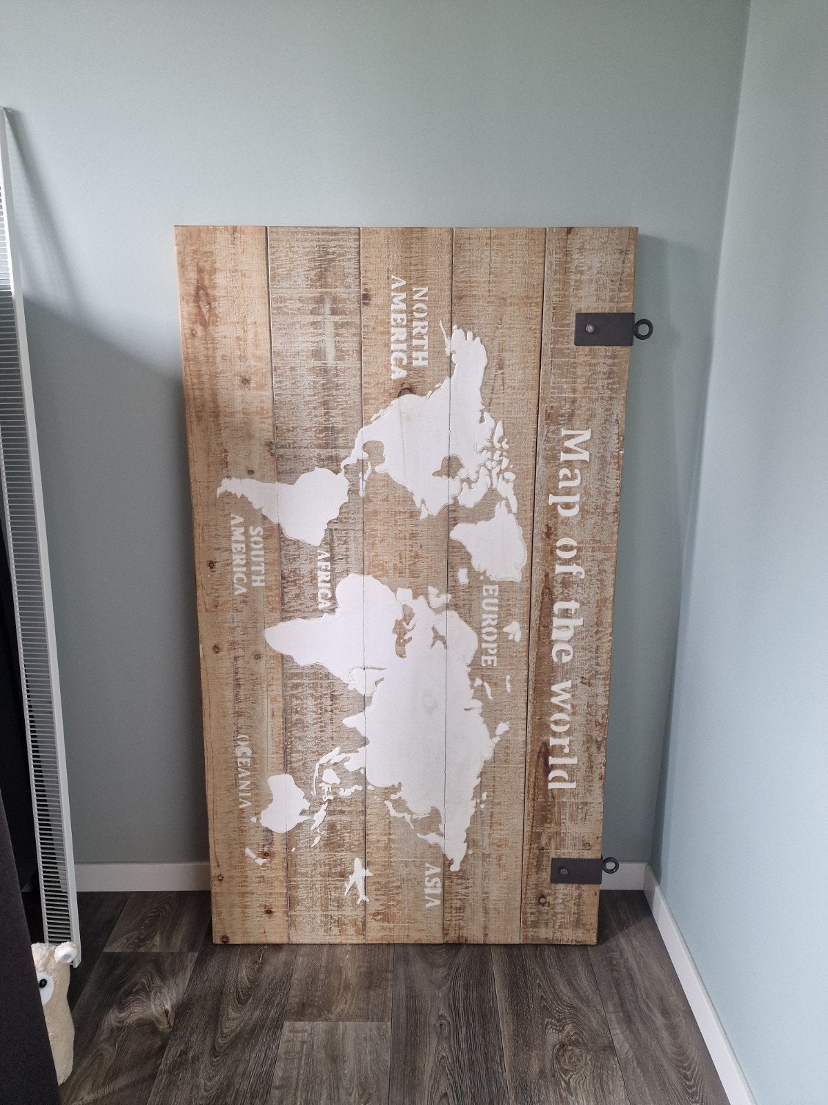 Houten Wereldkaart Wanddecoratie - Map of the World, Ophalen, Gebruikt, Hout, Bruin