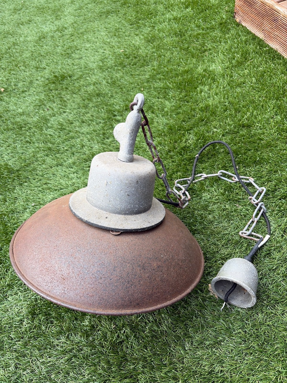 Vintage Industriële Hanglamp - Roestbruin Metaal, Ophalen of Verzenden