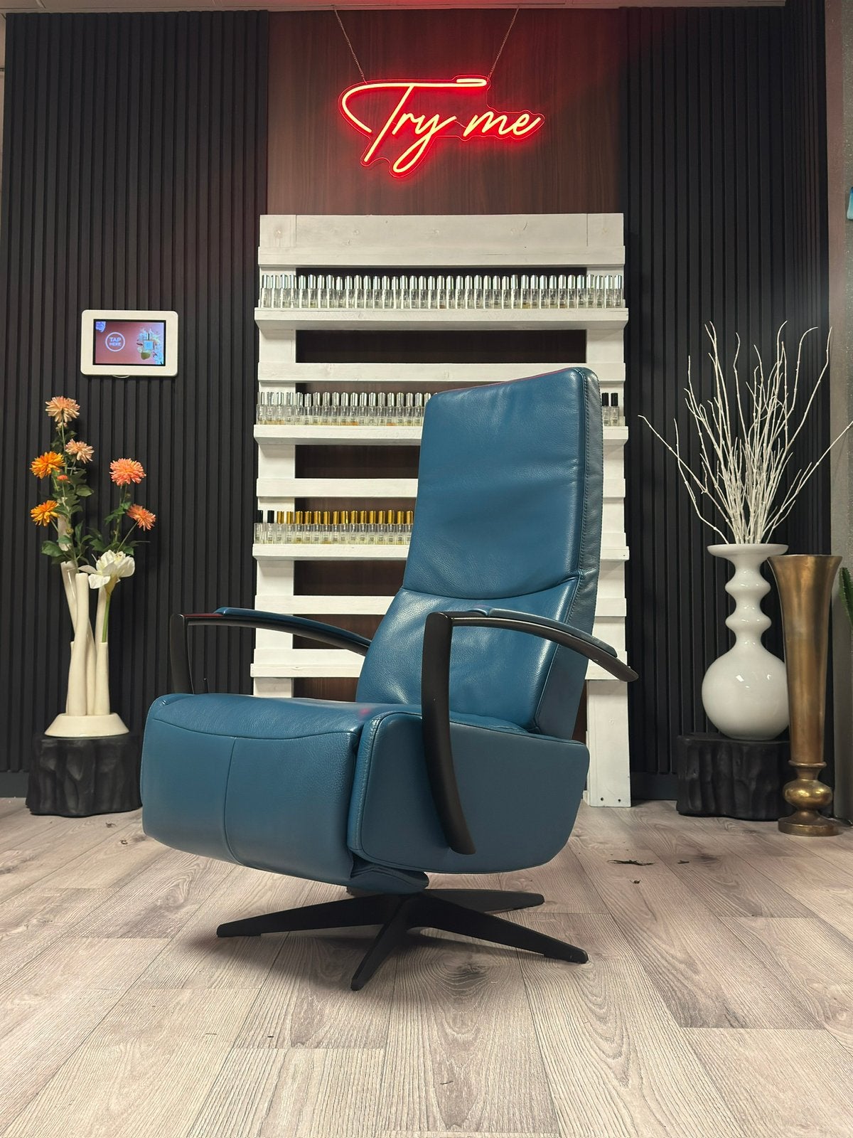 Relax Fauteuil Gealuxe Echt Leder! Nieuwstaat, Huis en Inrichting, Ophalen of Verzenden, Zo goed als nieuw, 75 tot 100 cm, 50 tot 75 cm