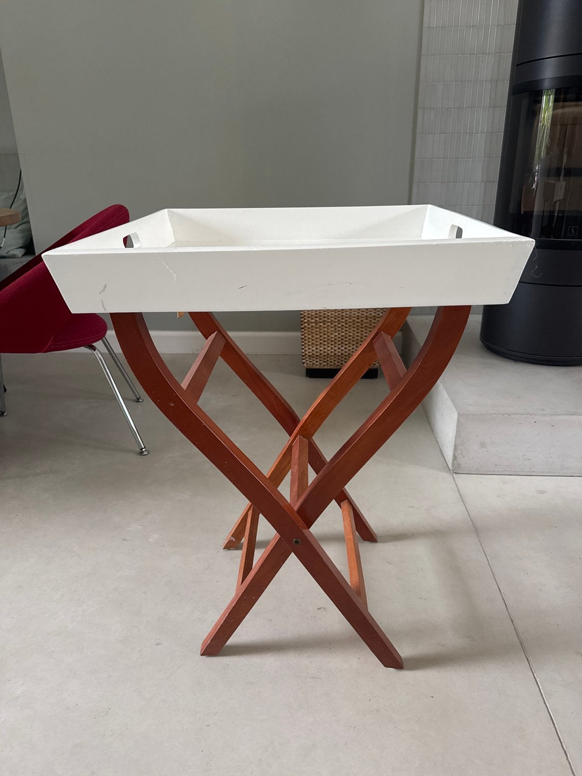 Dienblad met houder - ideaal voor b&b ontbijt of extra tafel, Ophalen, Gebruikt, Meerkleurig, Hout