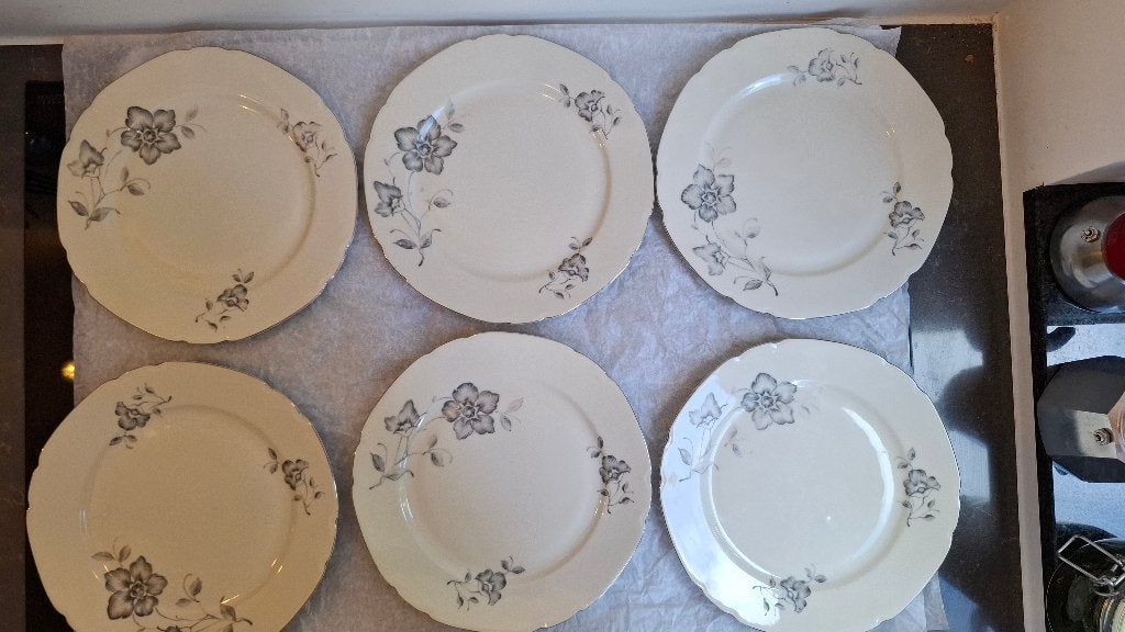Antieke Art-Deco borden 6st (25cm), Antiek en Kunst, Antiek | Servies compleet, Ophalen