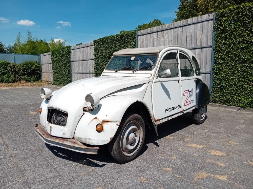Citroën 2cv, Voorwielaandrijving, Stof, 597 cc, Wit