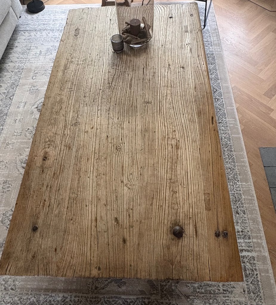 Robuuste salontafel; oude Chinese deur mooie details, Ophalen, Gebruikt, Landelijk, Industrieel, Rustiek, 50 tot 100 cm