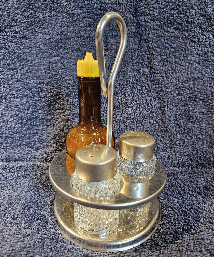 vintage peper en zoutstel met antiek Maggi-flesje, Ophalen of Verzenden