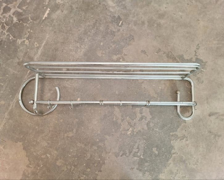 Vintage Art Deco chrome wandkapstok, Tweedehands, Tweedehands, Minder dan 100 cm, Metaal