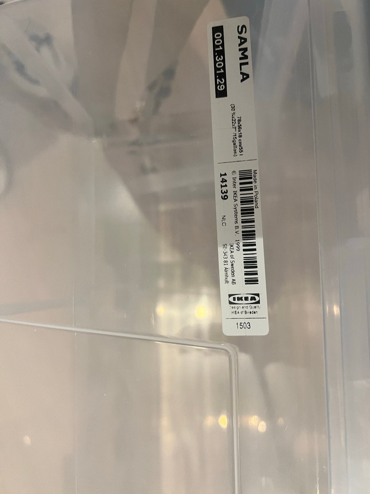 IKEA SAMLA opbergbox (plat) 79x57x18 cm - 55 liter, Ophalen, Kunststof, Gebruikt, 50 tot 100 cm