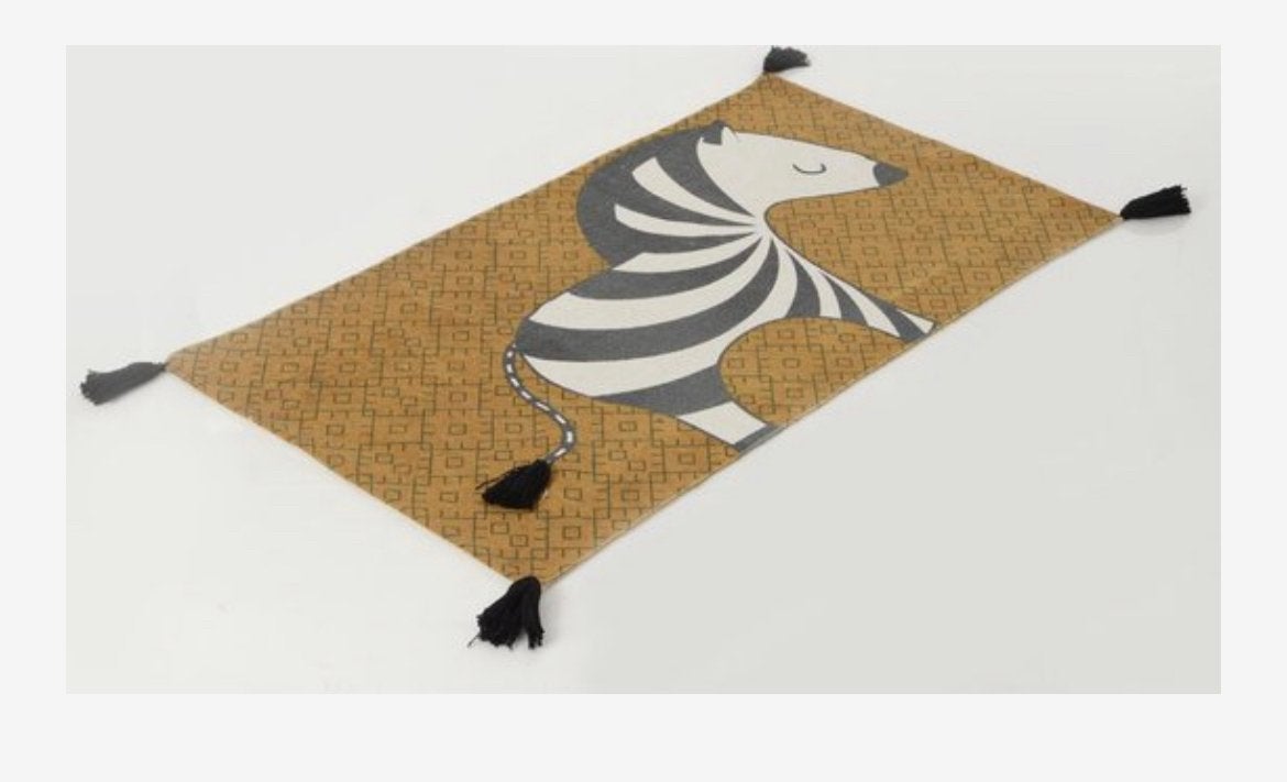 Zeebra tapijt met flosjes, Kinderen en Baby's, Ophalen of Verzenden, Zo goed als nieuw, Wanddecoratie