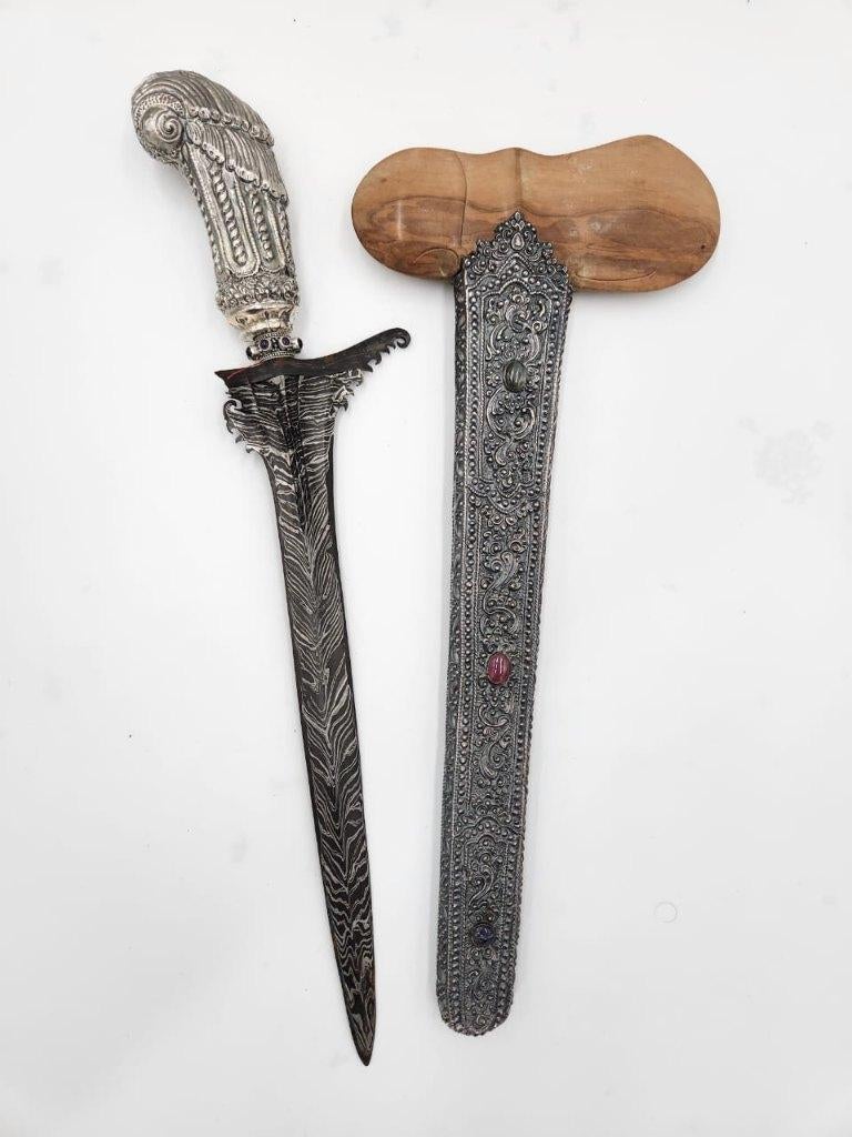 Keris Bali Seselet Pamor Naga Rangsang Godohan Zilver KTB99, Antiek en Kunst, Verzenden