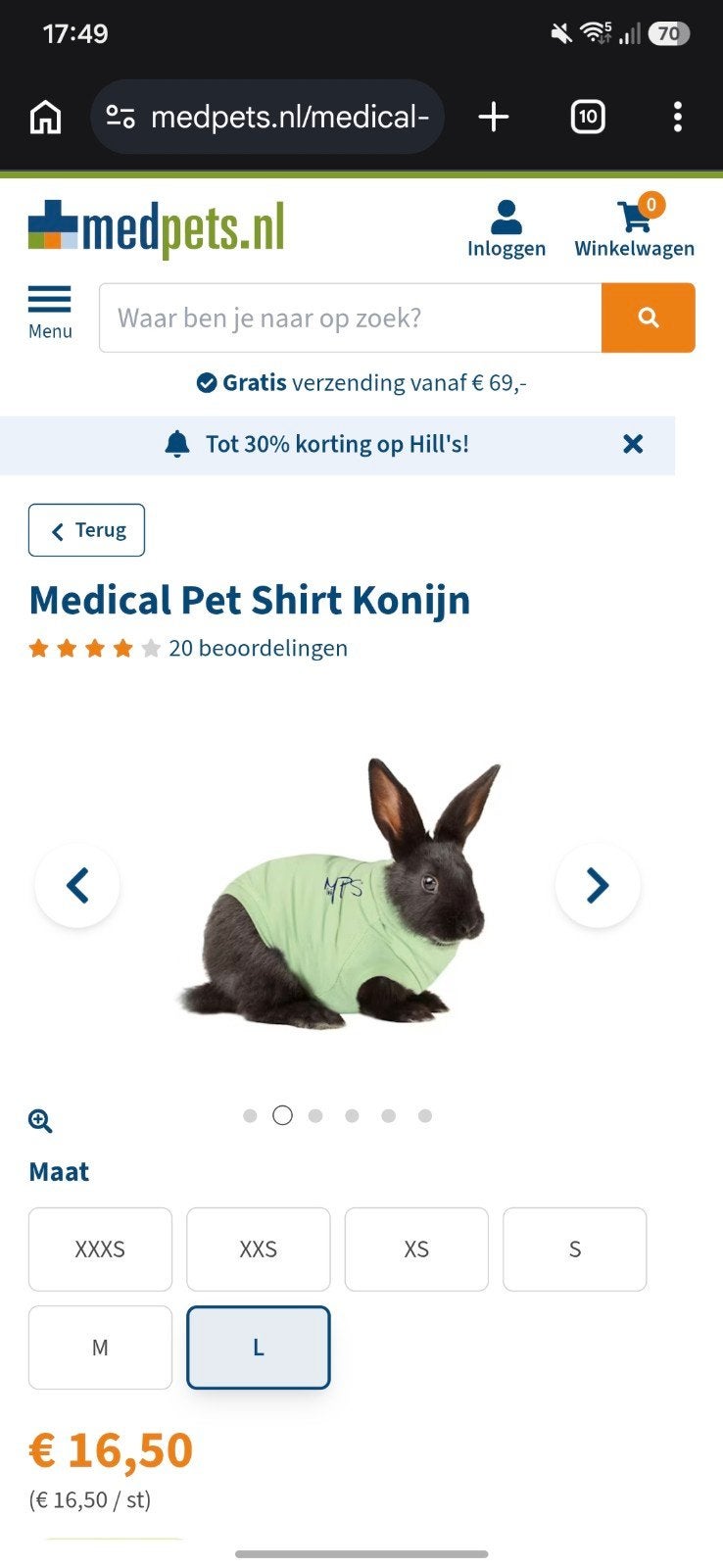 !!GEZOCHT!! MEDICAL PET SHIRT maat L 2 stuks!, Ophalen of Verzenden, Zo goed als nieuw, Verzorging
