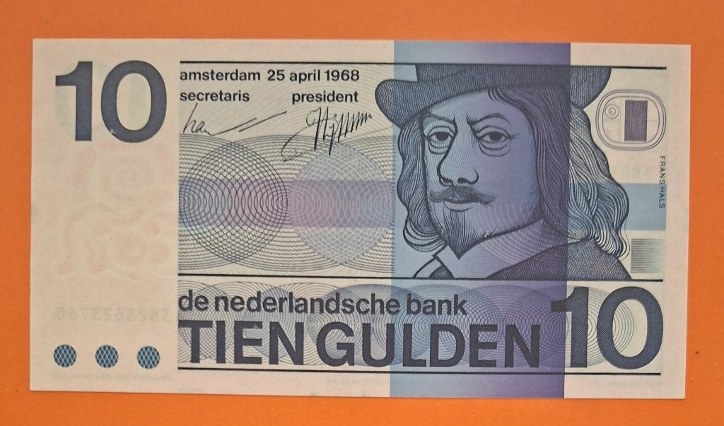 Bankbiljet 10 gulden 1968 Frans Hals, UNC. cat. PL47.e2, Postzegels en Munten, Verzenden, 10 gulden, Los biljet