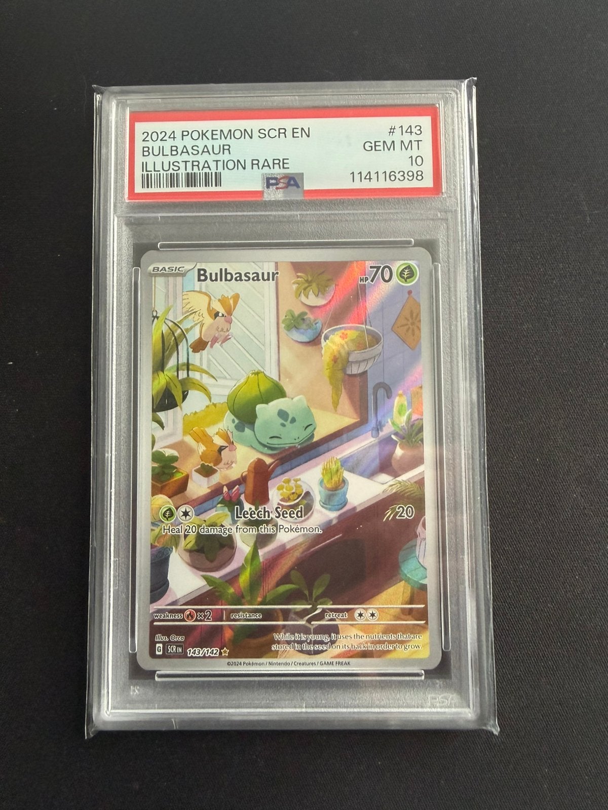 PSA 10 Bulbasaur Stellar Crown #143, Ophalen of Verzenden, Zo goed als nieuw