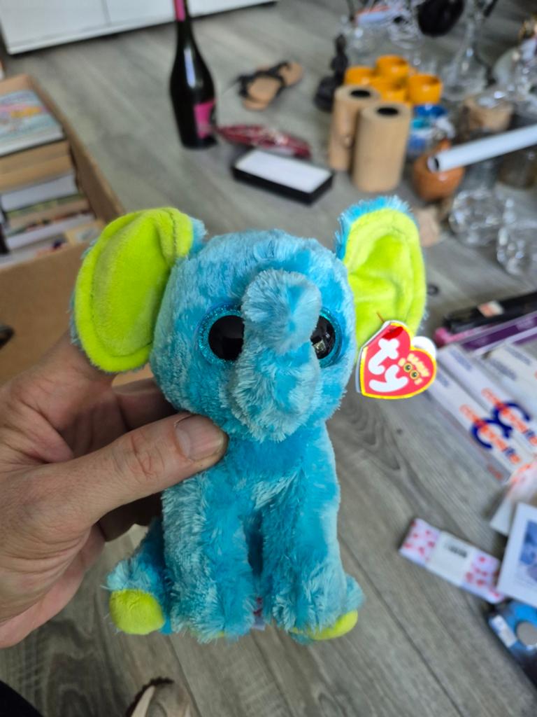 Ty Beanie Boo Olifant Knuffel - Nieuw met label, Blauw, Ophalen of Verzenden, Olifant, Klein (minder dan 20 cm)