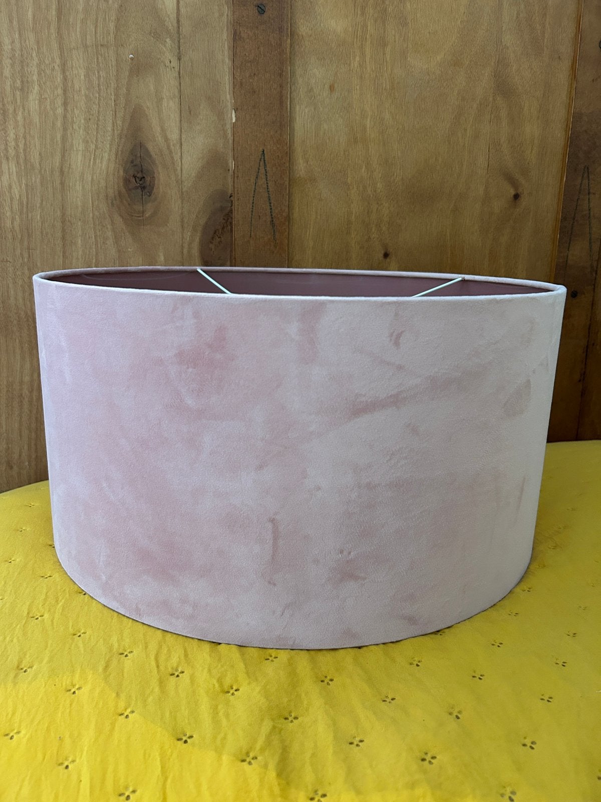 XL roze velvet/fluweel lampenkap, Ophalen, Rond, 47 cm, Zo goed als nieuw