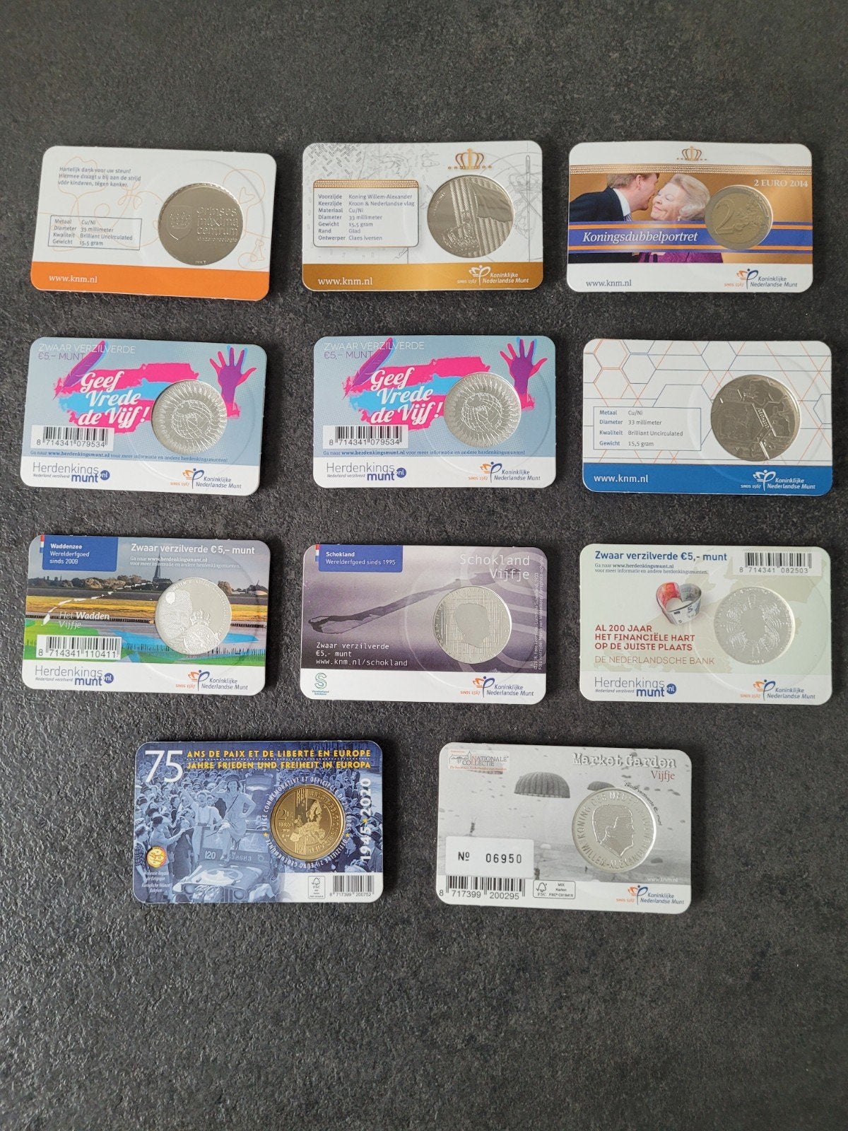 11 coincards, Setje, Koningin Beatrix, Zilver, Euro's
