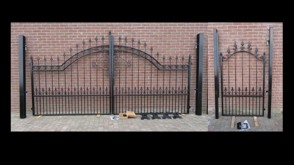 IJzeren Sierpoort Inrijpoort Tuinpoort 4m + looppoort Nieuw, Ophalen, Met poort, Nieuw, Sierhekwerk