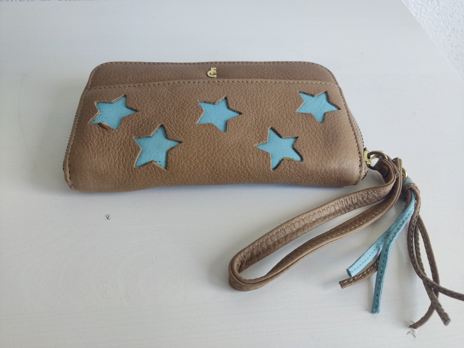 Fabienne Chapot portemonnee met sterren en polsband, Sieraden, Tassen en Uiterlijk, Beige, Zo goed als nieuw, Leer, Ophalen