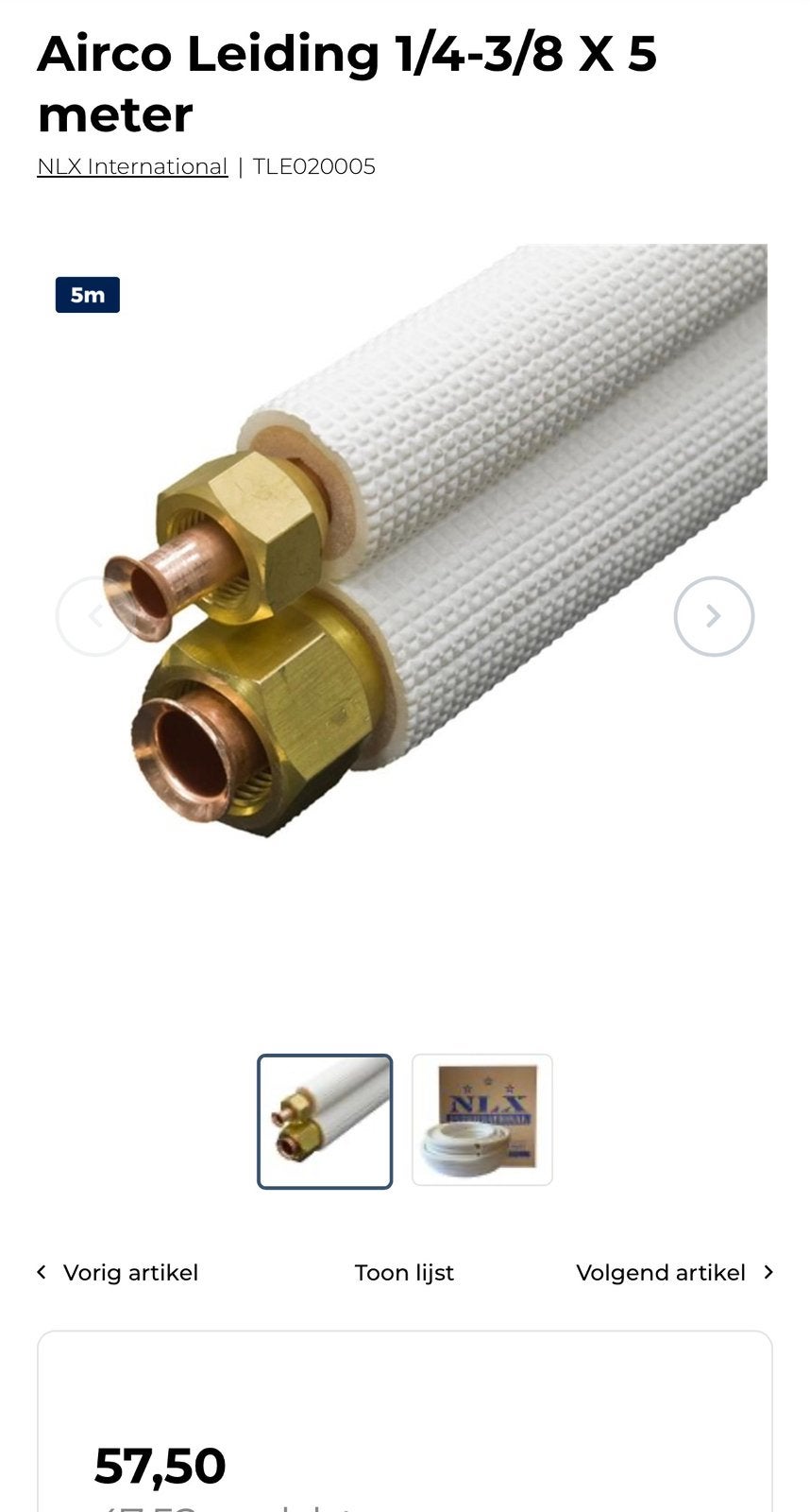 2x 5m koelleidingset met flarewartels 1/4-3/8 lengte 5 meter, Ophalen, Nieuw, 3 snelheden of meer, 100 m³ of groter
