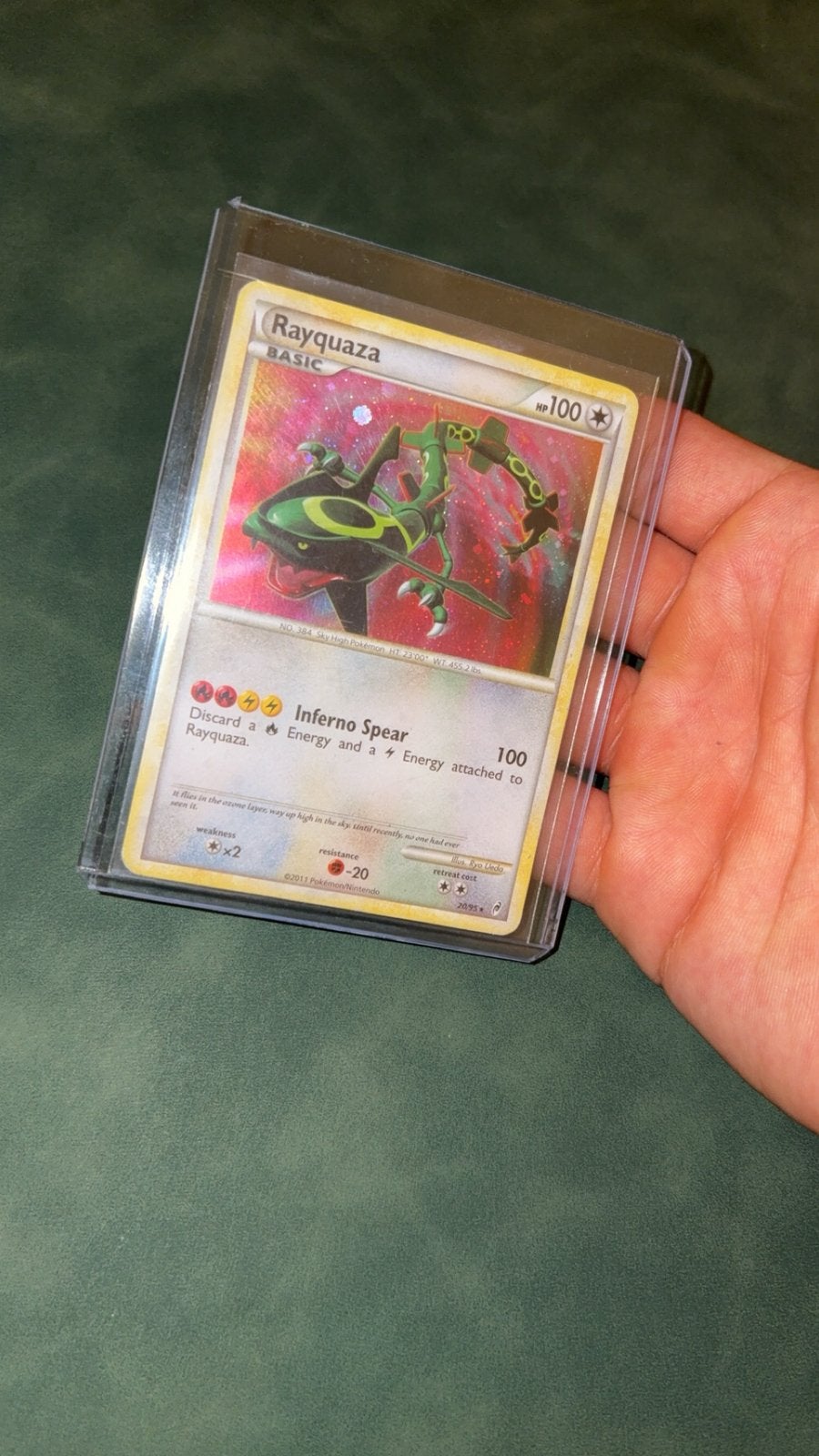 Rayquaza holo Call of legends 20/95 pokemon kaart 2011 vinta, Ophalen of Verzenden, Zo goed als nieuw, Meerdere kaarten