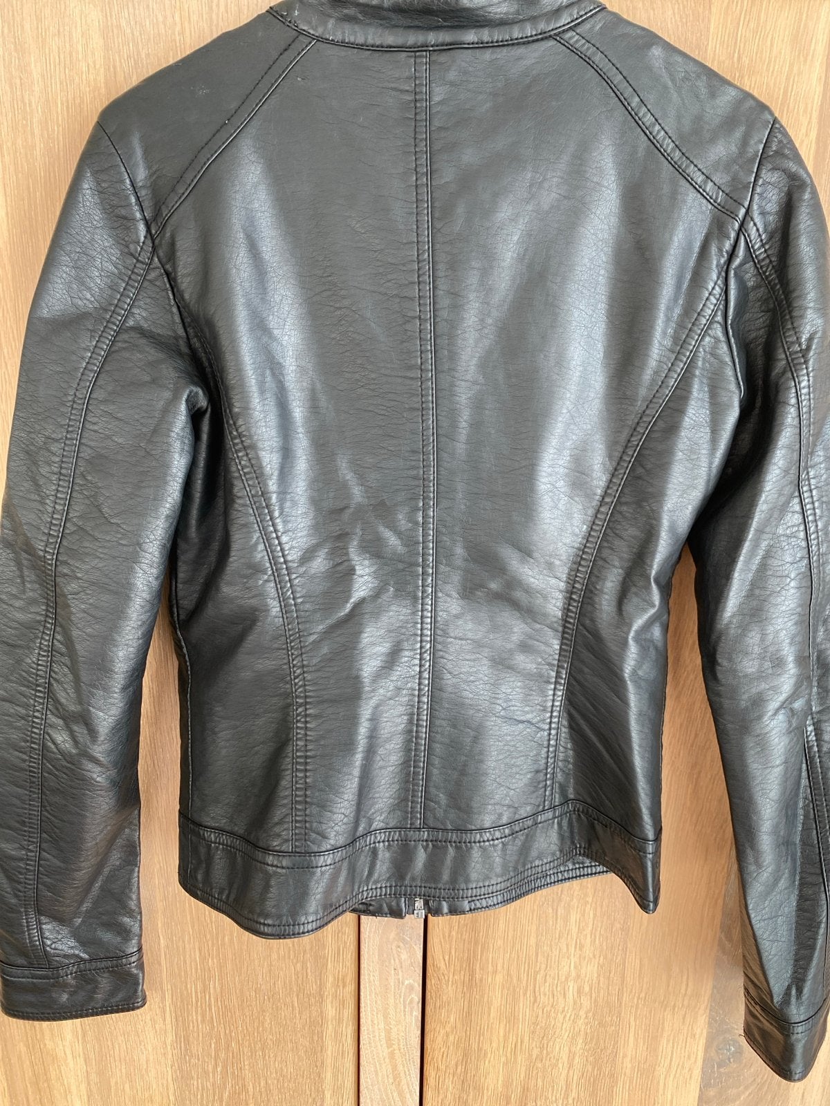 ONLY Zwart Leren Jasje Maat 34, Kleding | Dames, Ophalen of Verzenden, Zo goed als nieuw, Maat 34 (XS) of kleiner, Zwart