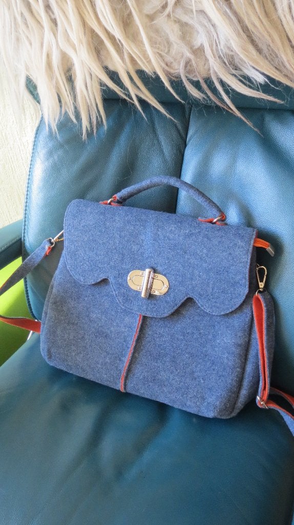 Wol, wolvilt, vegan tas, 35x32x8cm, nieuw, jeans blauw, Verzenden, Nieuw, Blauw, Schoudertasje