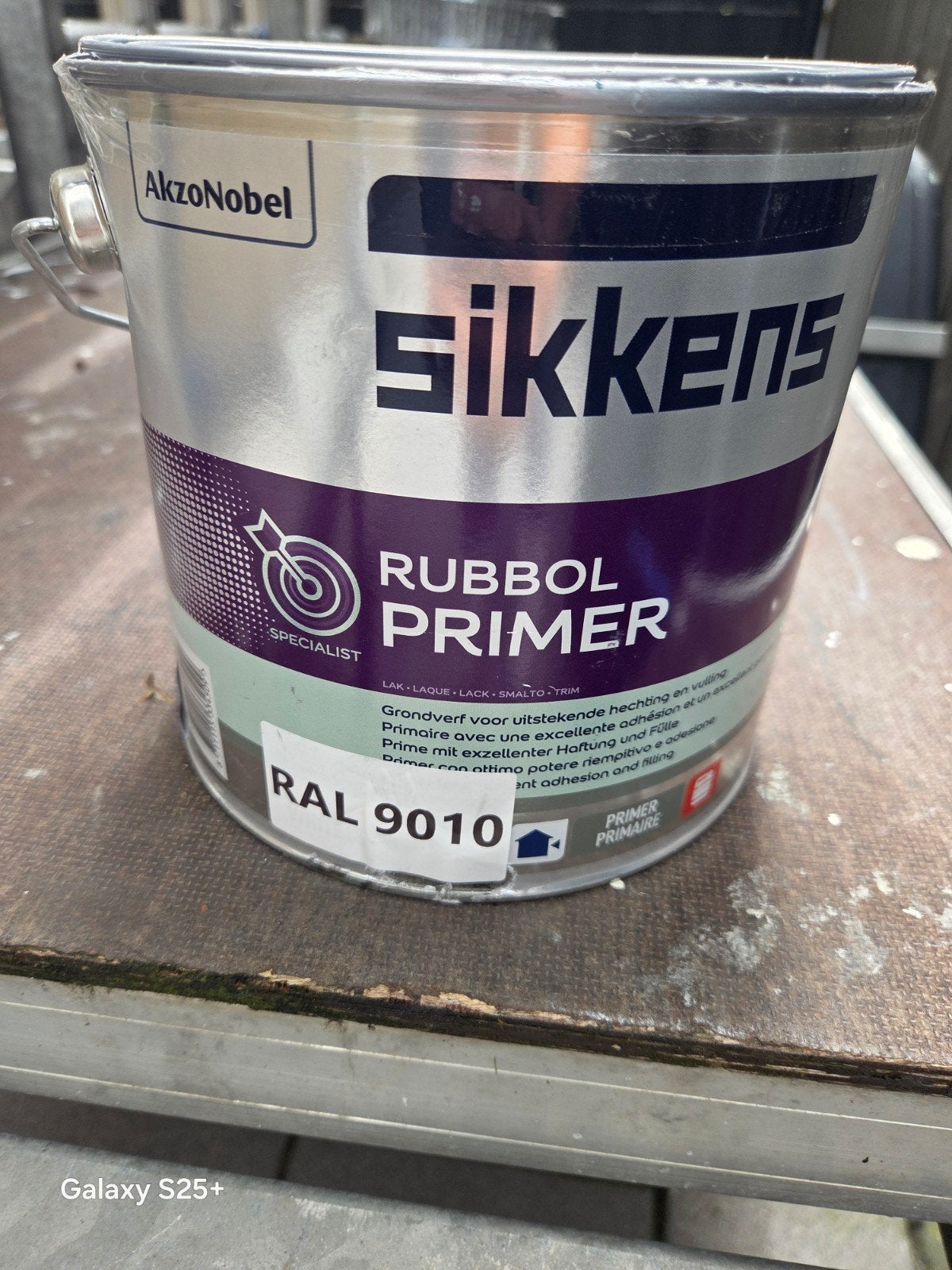 2,5L sikkens rubbol primer 9010, Doe-het-zelf en Verbouw, Verf, Beits en Lak, Ophalen, Nieuw, Wit, Lak