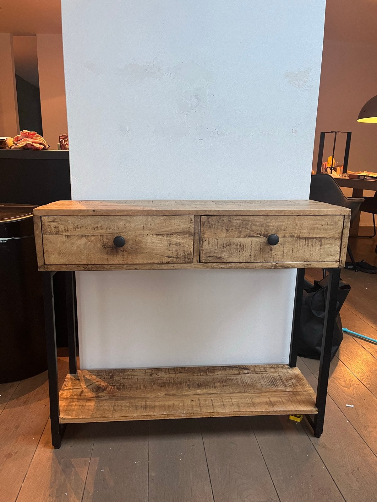 Industriële sidetable met lades en plank, Ophalen, Gebruikt, 100 tot 150 cm, Met lade(s)