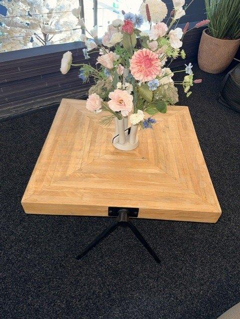 Teakhouten bijzettafel 80x80x45 cm showmodel € 175 euro, Vierkant, Zo goed als nieuw, 75 cm of meer, Teakhout