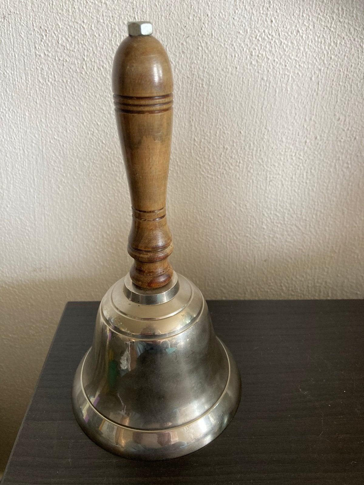 Vernikkelde Handbel / Schoolbel - 21cm Hoog, Ophalen of Verzenden